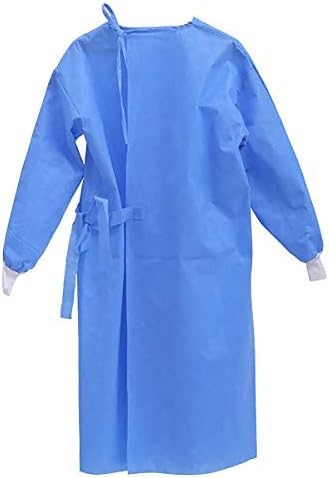 Isolation Gown Knitted Cuff (Medical Blue) - L 35 Gsm