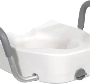 Moulded Raised Toilet Seat With Armrest, Protector