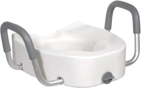 Moulded Raised Toilet Seat With Armrest, Protector